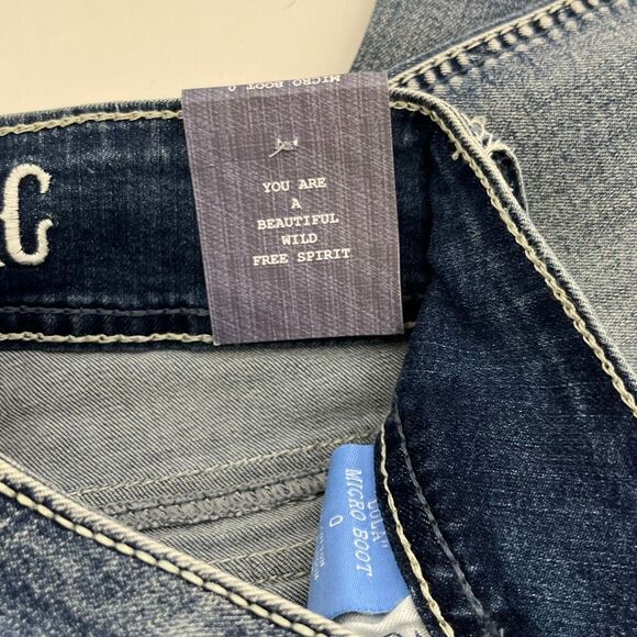 Hydraulic Women's Blue Lola Micro Boot Embroidered Distressed Jeans Size 0 NWT - Picture 12 of 13